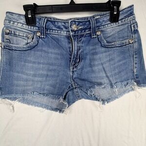 Miss Me Embroidered Fleur De Lis Denim Cut Off Shorts Medium Wash Size 30